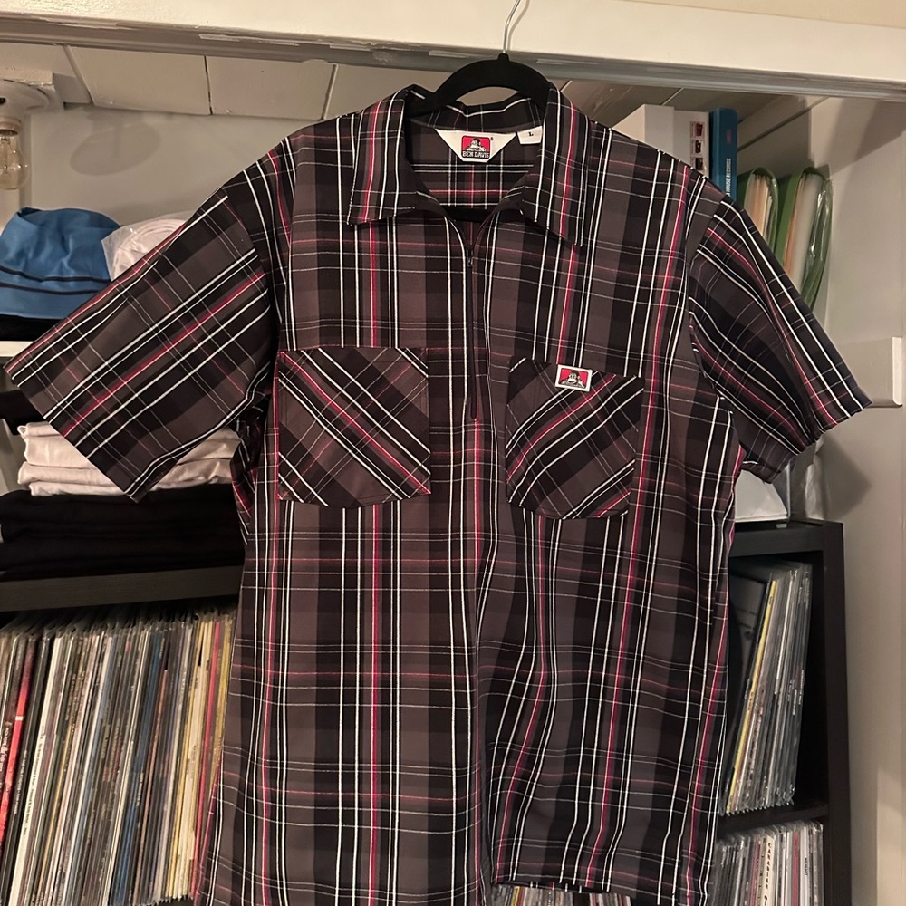Ben Davis Black and red plaid half zip